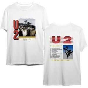 U2 Joshua Tree 1987 Tour Concert Rock Band 2 Sided Graphic Music T-Shirt 90